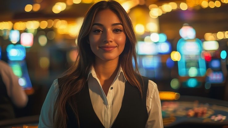 Dealer Koprok live di meja kasino simba 4d dengan streaming berkualitas HD